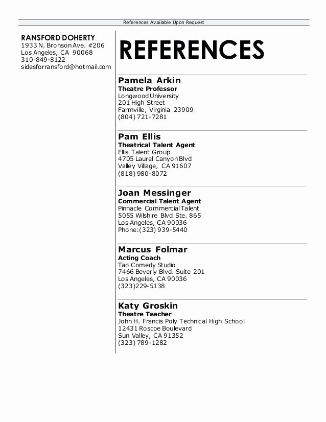 Sample Reference Sheet for Resume Inspirational Resume Reference Page Reference Resume Resume Reference
