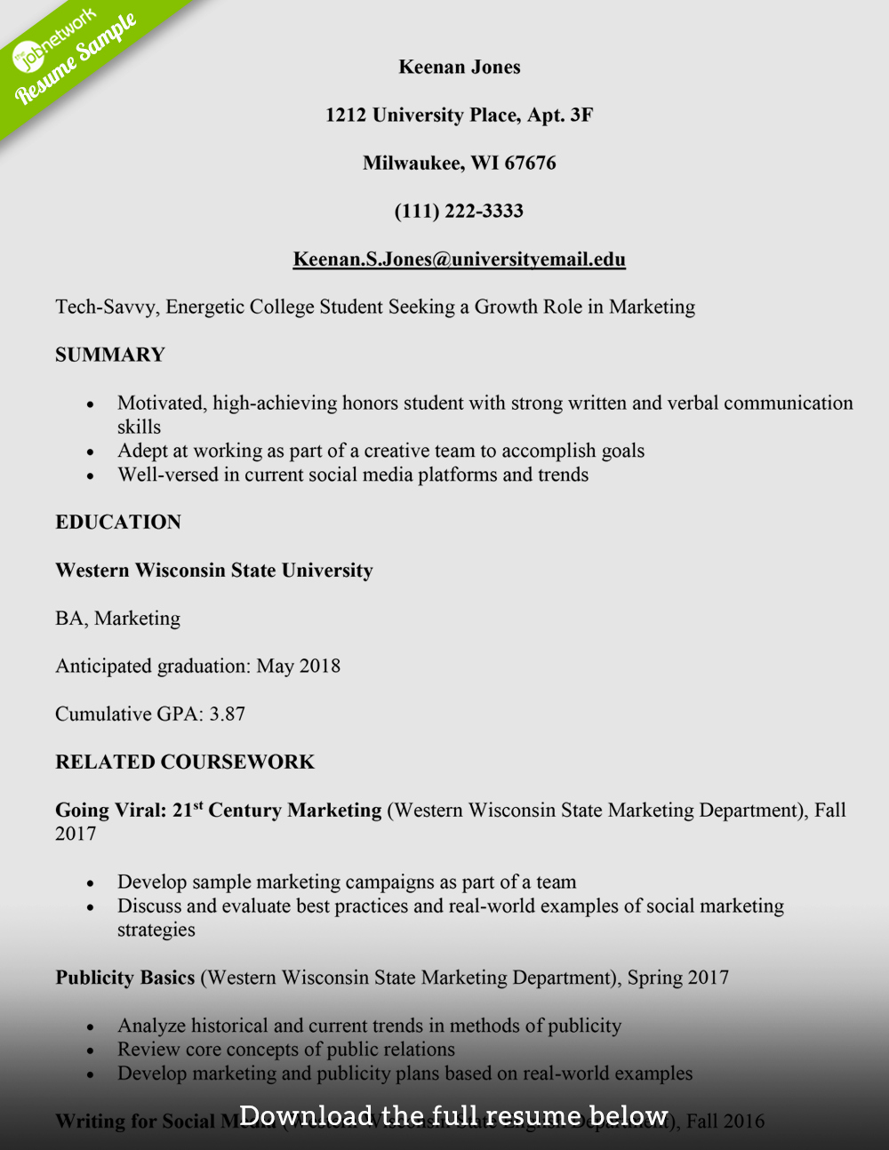 Sample Resume for College Graduate New How to Write A College Student Resume with Examples