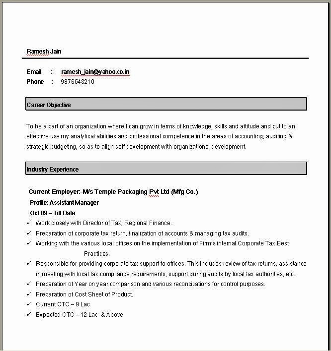 Sample Resume In Word format Awesome Simple Resume format In Word