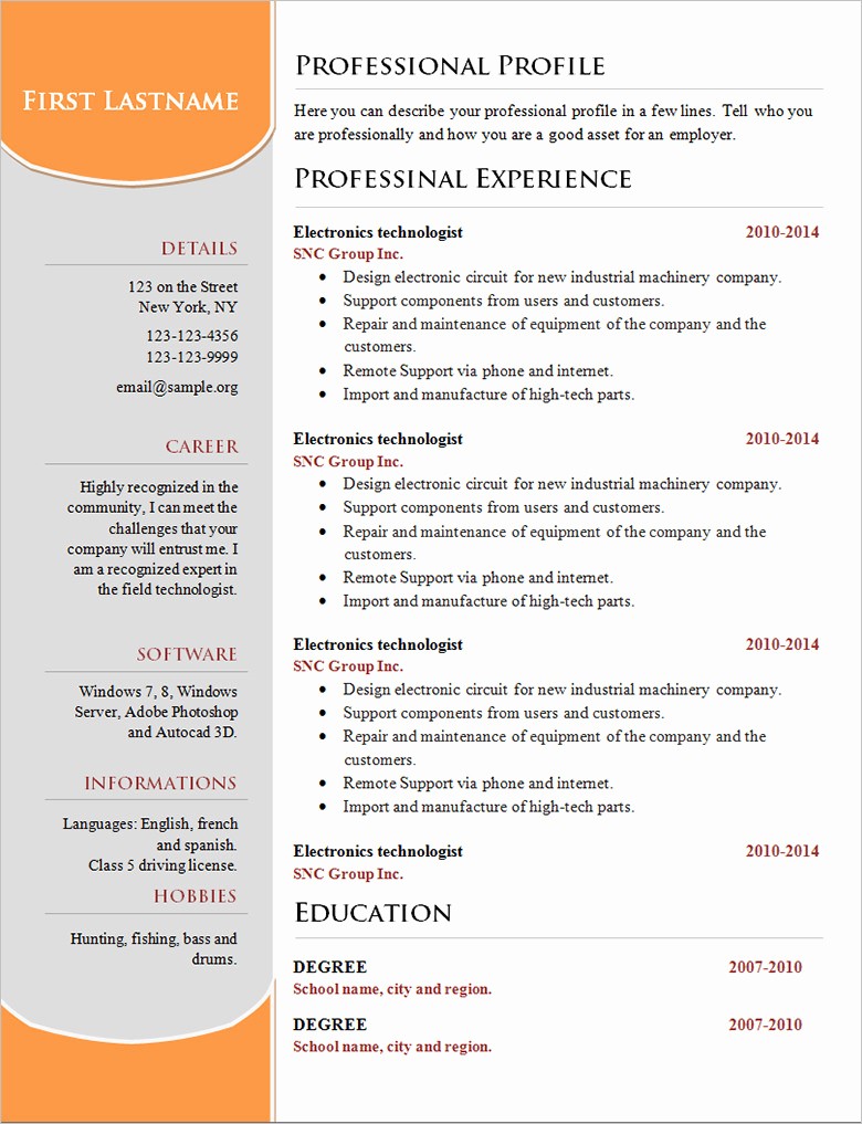 Sample Resume In Word format Beautiful 70 Basic Resume Templates Pdf Doc Psd