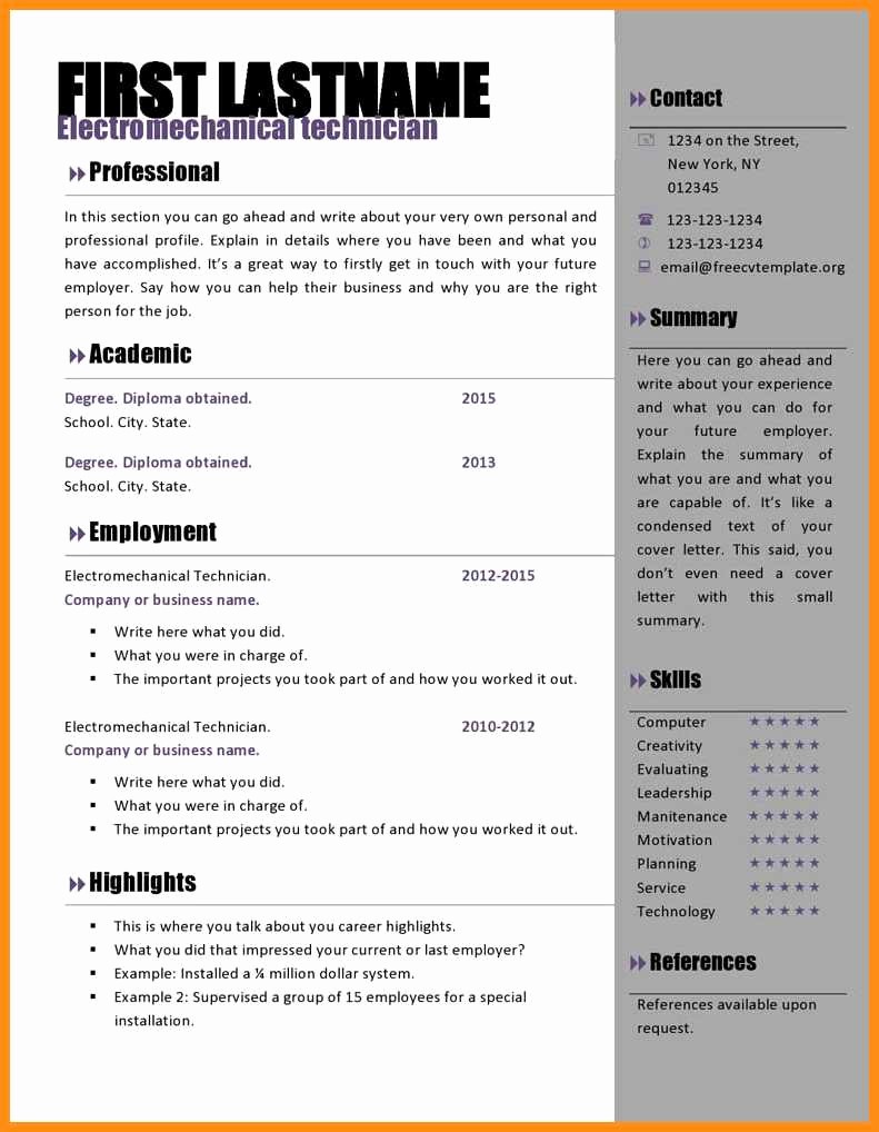 Sample Resume In Word format Unique 8 Free Cv Template Microsoft Word