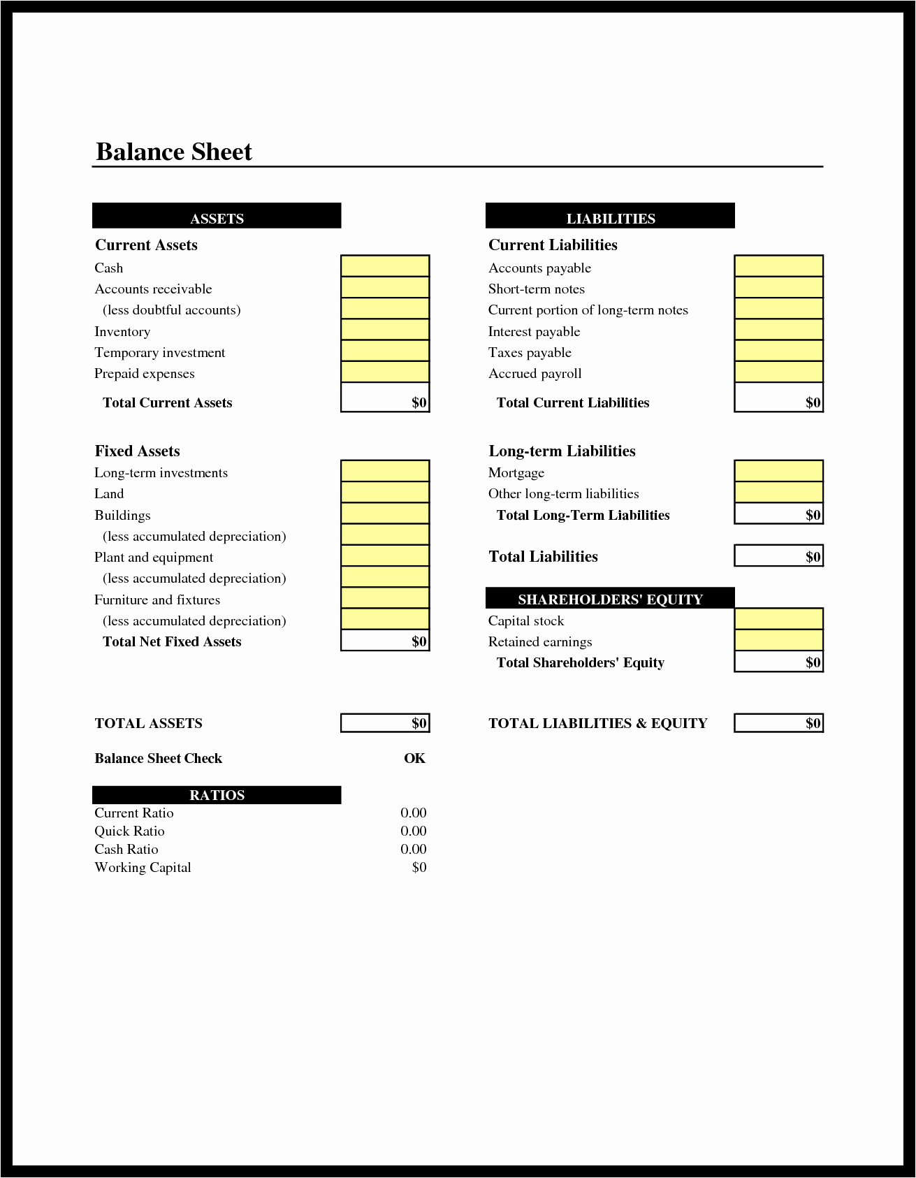 Sample Small Business Balance Sheet Unique Small Business Balance Sheet Template Business Analysis