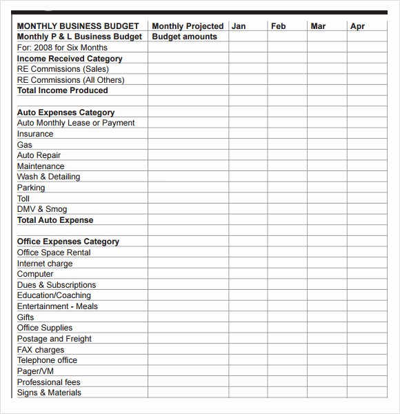 Sample Spreadsheet for Monthly Expenses Fresh 8 Business Bud Samples