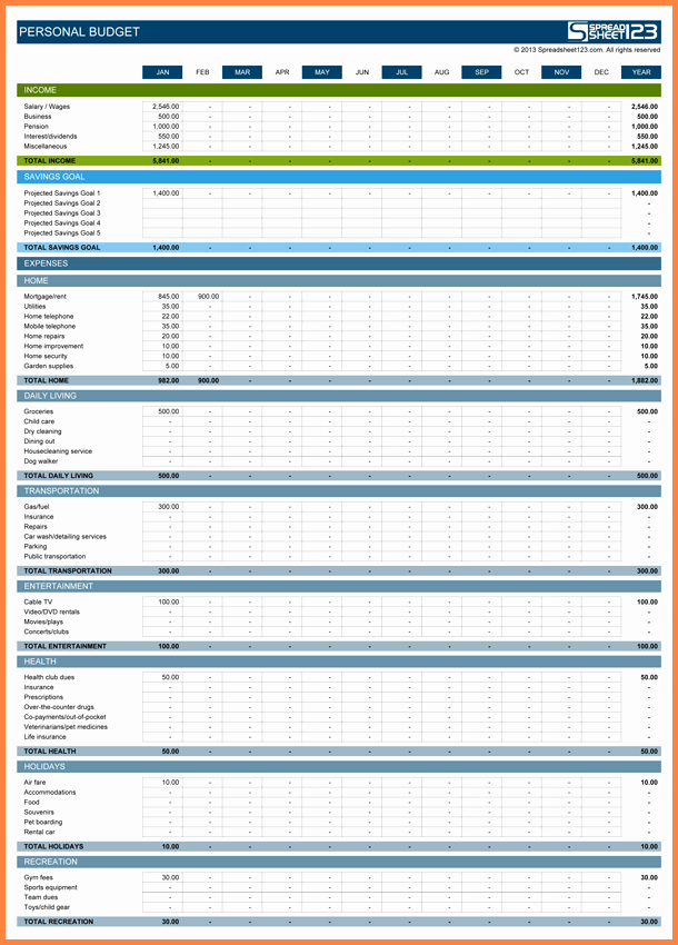 Sample Spreadsheet for Monthly Expenses Fresh 9 Sample Personal Bud Spreadsheet