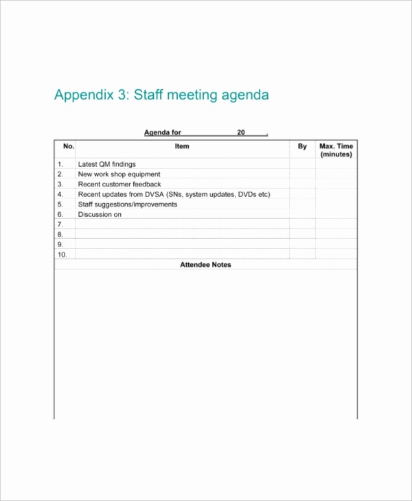 Sample Staff Meeting Agenda Template Best Of 9 Staff Meeting Agenda Templates – Free Sample Example