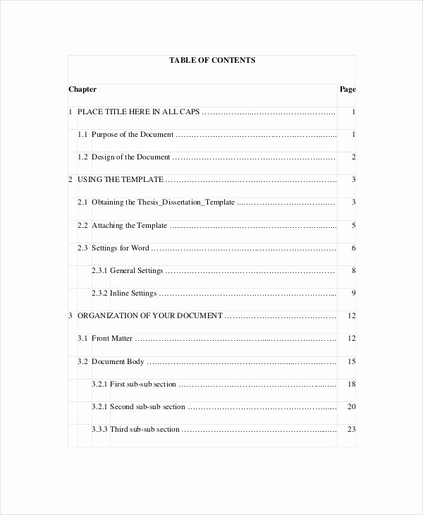 Sample Table Of Contents format Elegant Table Contents Template 10 Free Word Pdf Psd