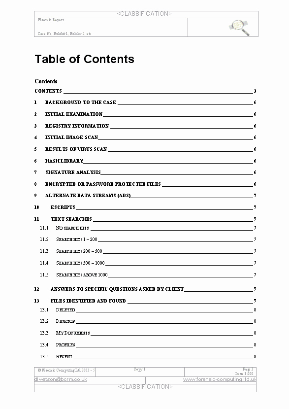 Sample Table Of Contents format Luxury Table Of Contents Template