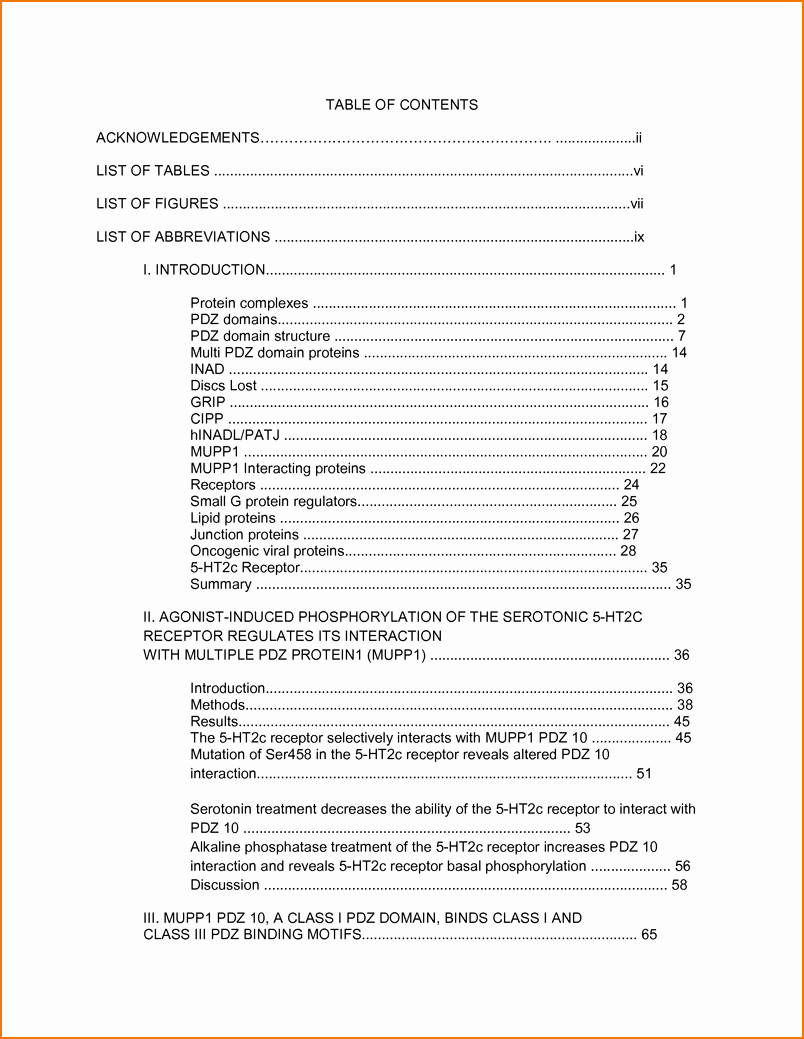 Sample Table Of Contents format New 4 Table Of Contents Sample