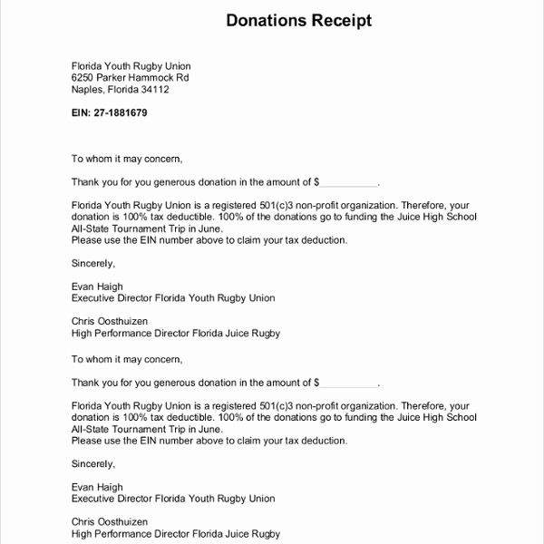 Sample Tax Deductible Donation Receipt Best Of Sample Donation Receipt Letter – 7 Documents In Pdf Word