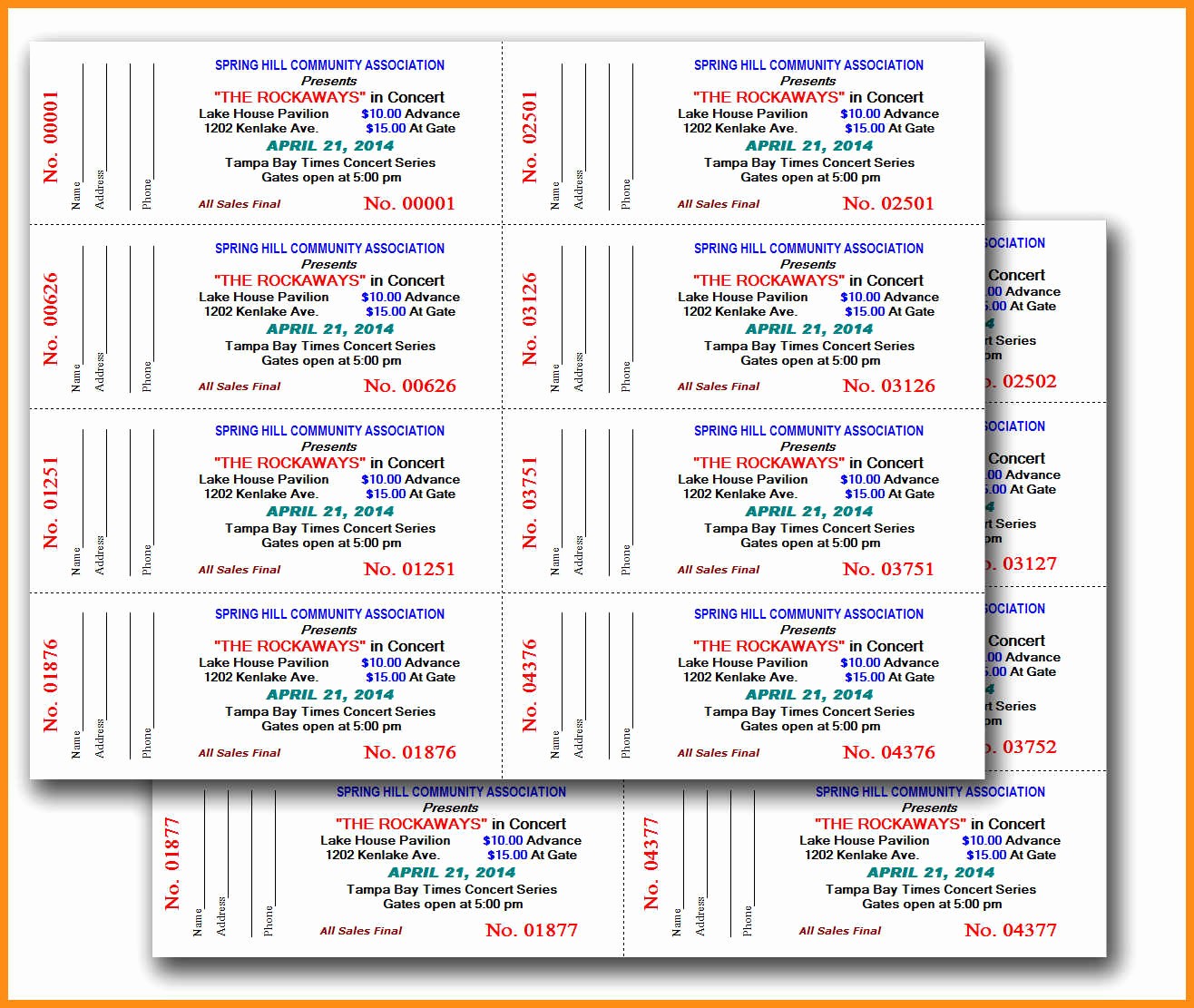 Sample Tickets for events Template Inspirational 8 Raffle Tickets