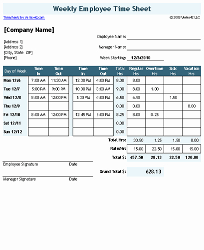 Sample Time Card for Employees Beautiful Time Sheet Template for Excel Timesheet Calculator