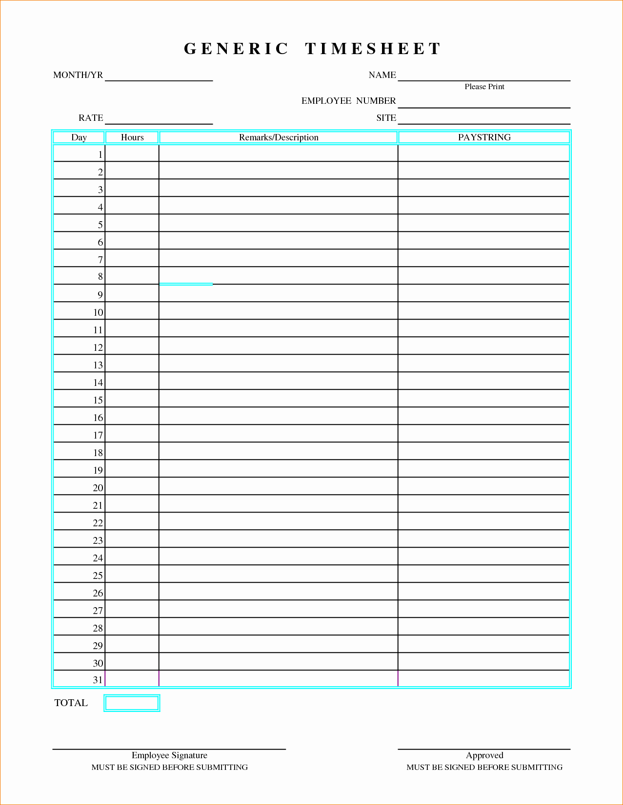 Sample Time Sheets to Print Fresh 7 Printable Time Sheet