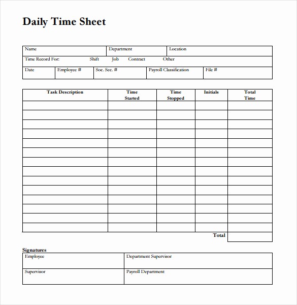 Sample Time Sheets to Print Fresh Daily Time Sheet Printable Printable 360 Degree