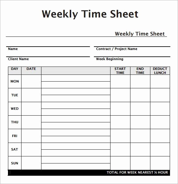 Sample Time Sheets to Print Inspirational Weekly Employee Timesheet Template Work