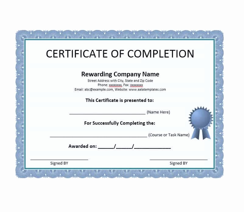 Sample Training Certificate Of Completion New 40 Fantastic Certificate Of Pletion Templates [word
