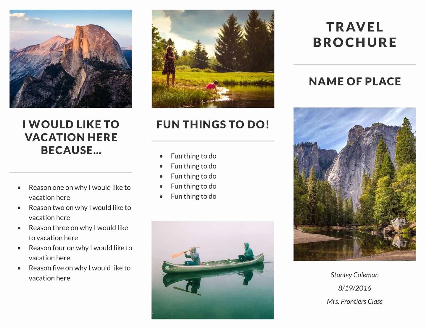 sample travel brochure for students