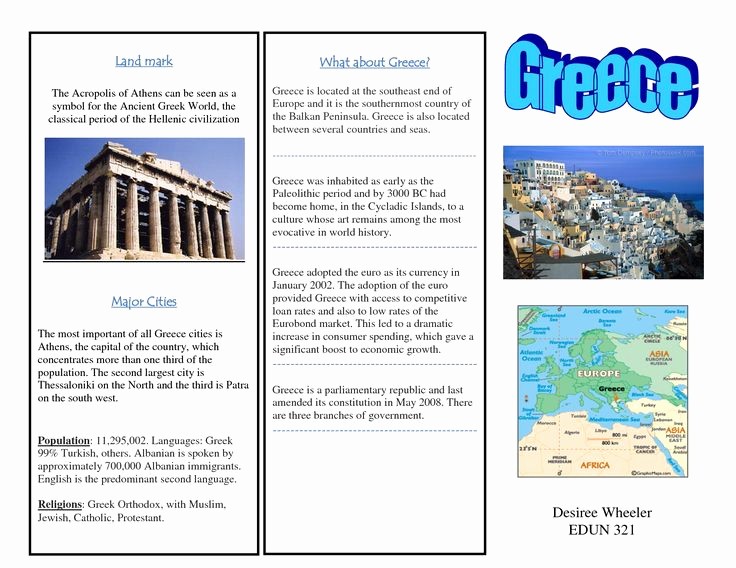 Sample Travel Brochure for Students Luxury Greece Travel Brochure Kids Writing Project