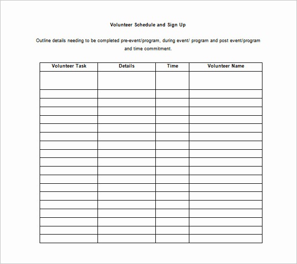 Sample Volunteer Sign Up Sheet Fresh Volunteer Schedule Templates – 11 Free Word Excel Pdf