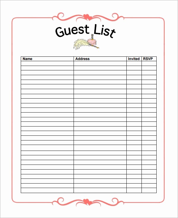 Sample Wedding Guest List Spreadsheet Elegant 17 Wedding Guest List Templates – Pdf Word Excel
