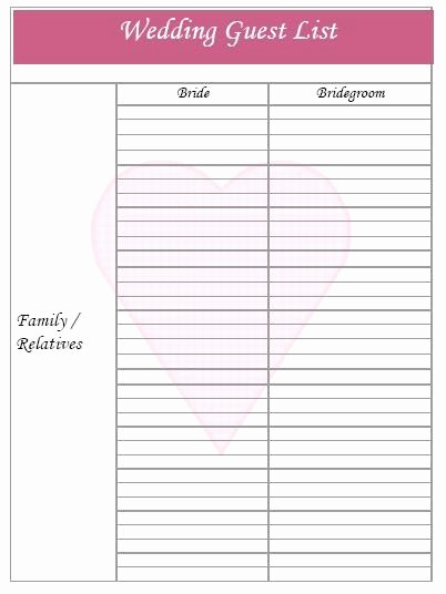 Sample Wedding Guest List Spreadsheet Elegant Free Printable Wedding organizer