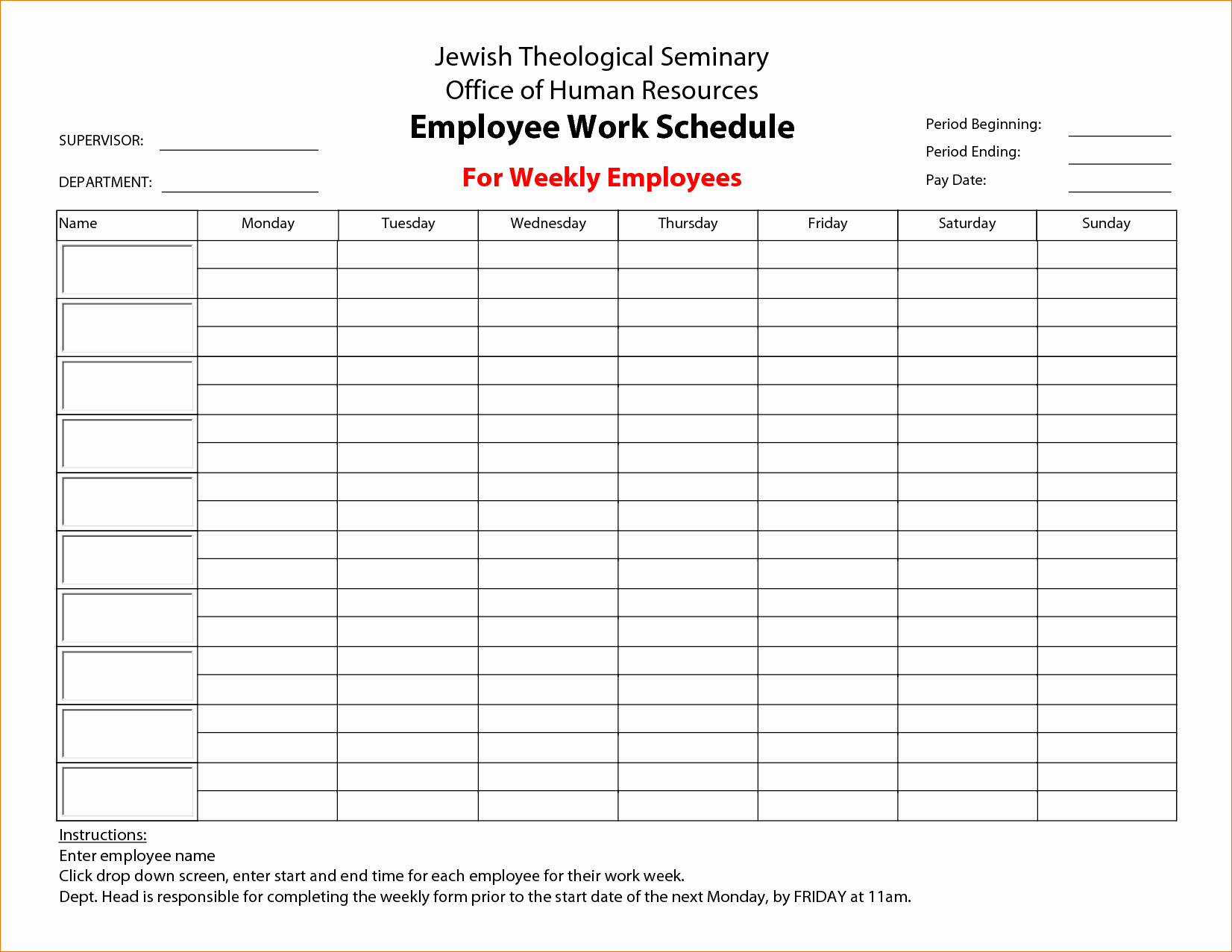 Sample Work Schedule for Employees Beautiful 3 Printable Work Schedule