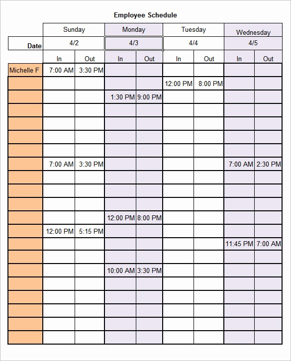 Sample Work Schedule for Employees Best Of Work Schedule Templates – 9 Free Word Excel Pdf format