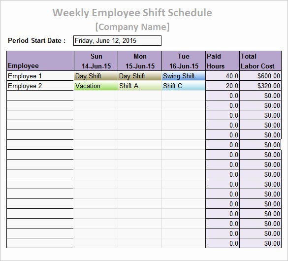 Sample Work Schedule for Employees Elegant Work Schedule Templates – 9 Free Word Excel Pdf format