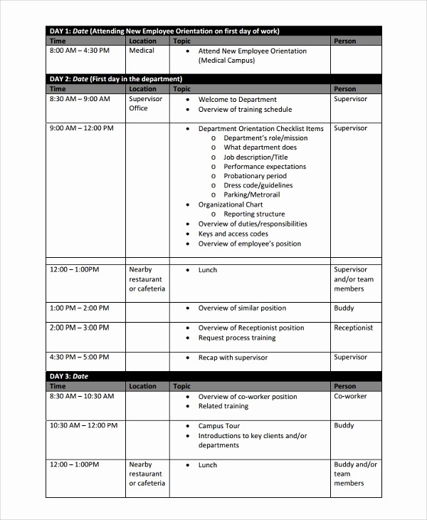 Sample Work Schedule for Employees Lovely 17 Training Schedule Templates