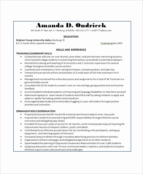 Samples Of A Basic Resume Unique 8 Basic Resume Examples