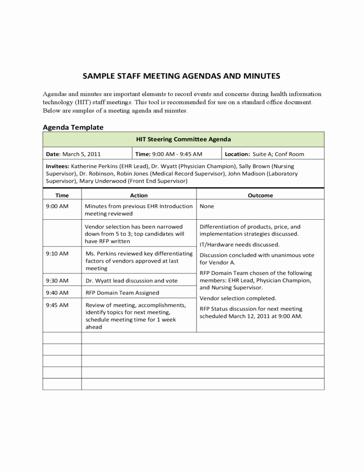 Samples Of Agenda for Meetings Beautiful Sample Staff Meeting Agendas and Minutes Free Download