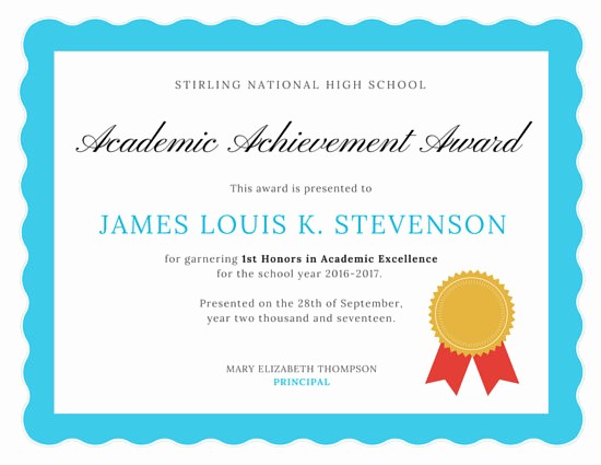 Samples Of Certificate Of Achievement Luxury Academic Excellence Certificate Templates by Canva