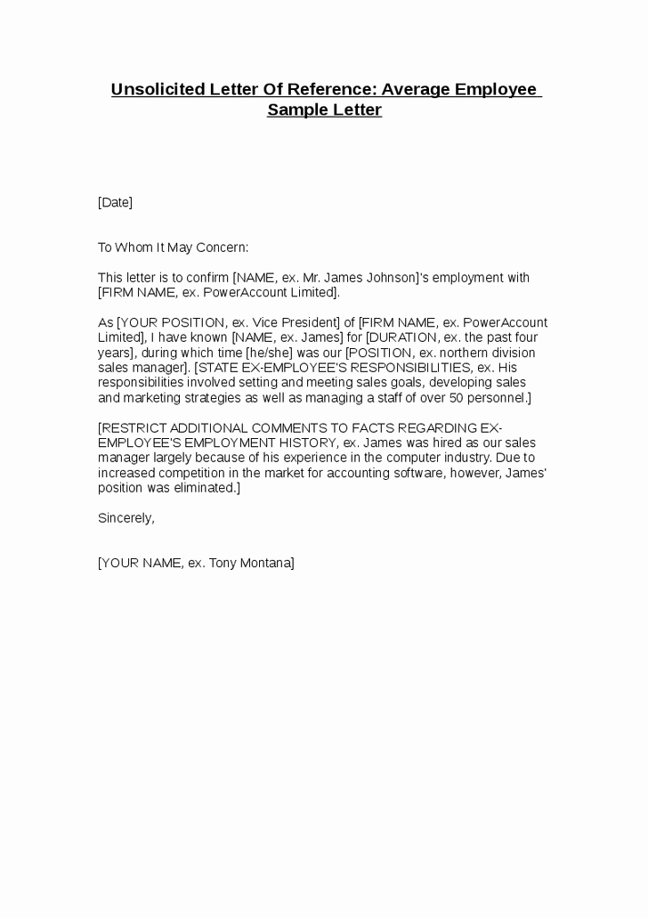 Samples Of Employee Reference Letters New Sample Re Mendation Letter for Employee