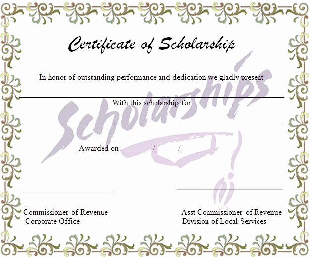 Scholarship Award Certificate Template Free Best Of Inspiring Certificate Template Example for Scholarship
