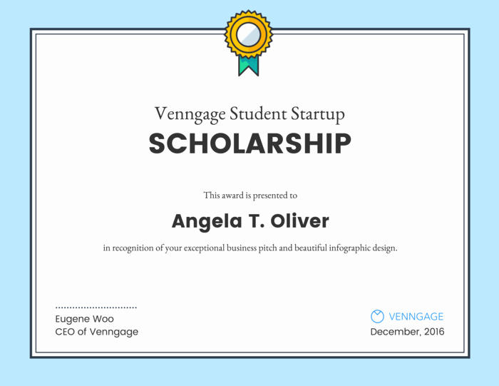 Scholarship Award Certificate Template Free Inspirational Scholarship Certificate Template Venngage