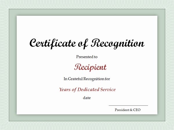Scholarship Certificate Template for Word Inspirational Years Of Service Award Templates