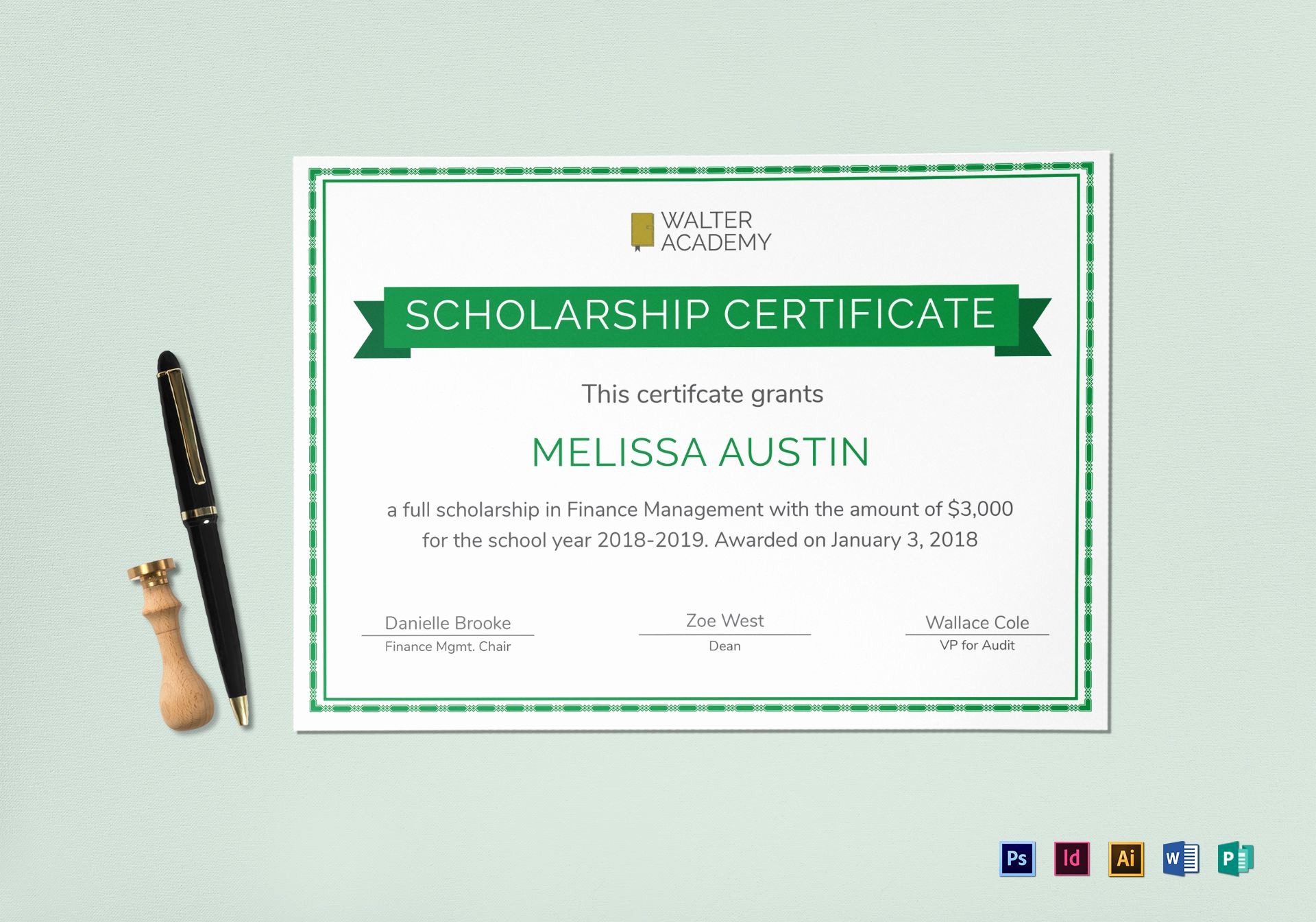 Scholarship Certificate Template for Word Lovely Scholarship Certificate Design Template In Psd Word