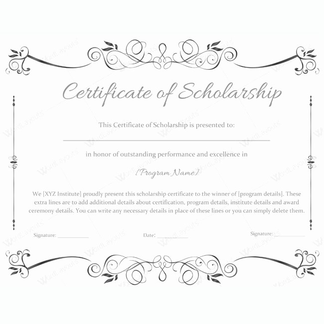 Scholarship Certificate Template for Word Luxury 13 Best Certificate Of Scholarship Templates Images On