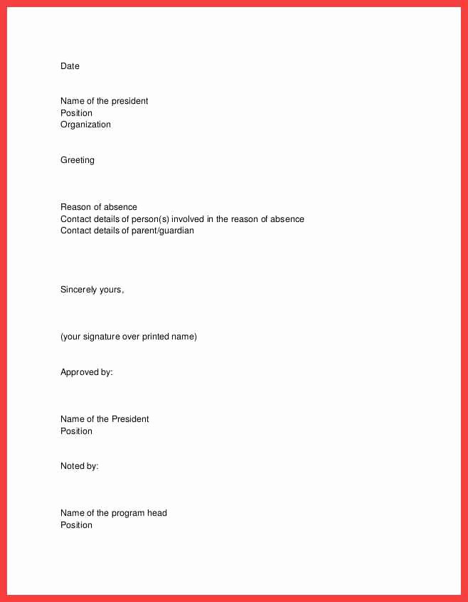 School Absence Excuse Letter Template Elegant School Excuse Letter Sample