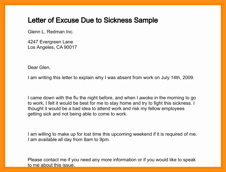 School Absence Excuse Letter Template Luxury 4 5 Excuse Letter for Being Absent at School