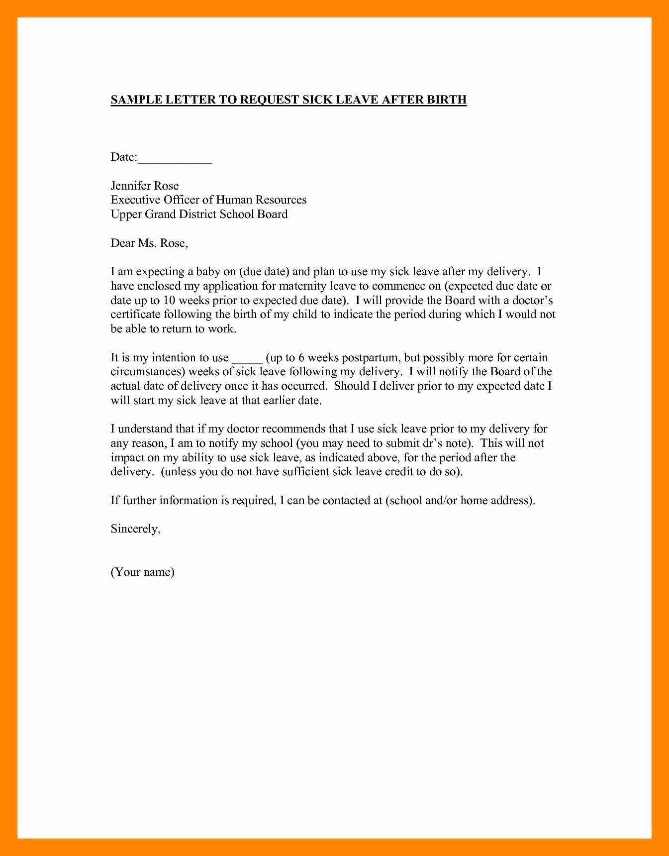 School Leave Of Absence Letter Inspirational Personal Leave Absence Letter Template Collection