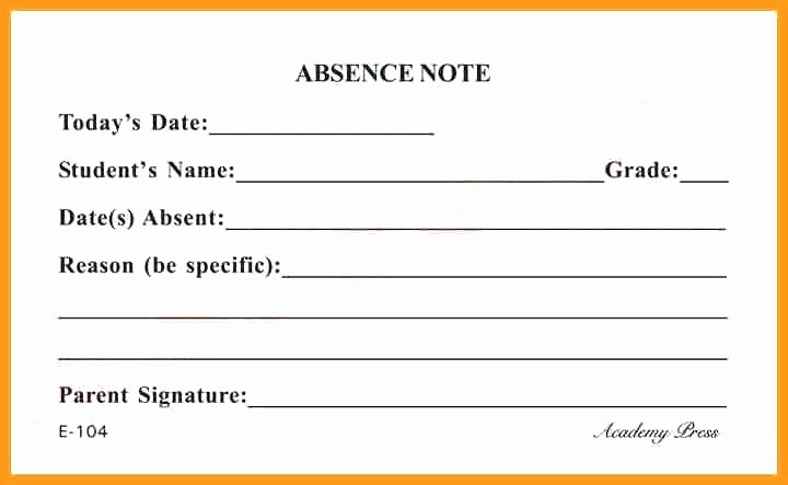School Note for Being Absent Fresh Absence Note Doctors Excuse In Doc Free Templates School