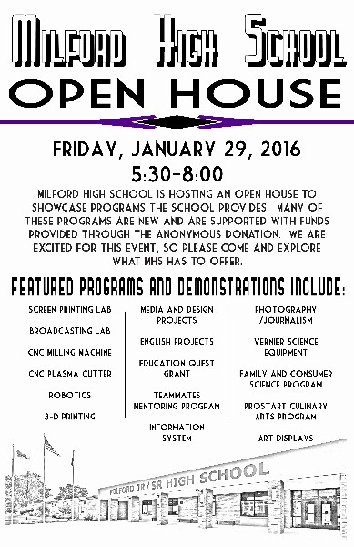 School Open House Flyer Template Awesome Milford Public Schools Milford High School Open House