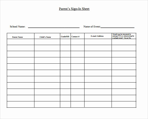 School Sign In Sheet Template Beautiful 12 Sample School Sign In Sheets