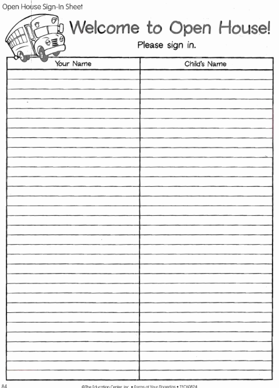 School Sign In Sheet Template Fresh Love to Teach Open House Sign In Sheet