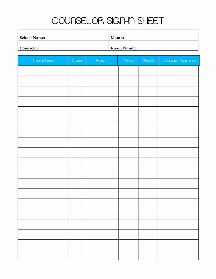 School Sign In Sheet Template Inspirational 25 Best Ideas About Counseling Worksheets On Pinterest