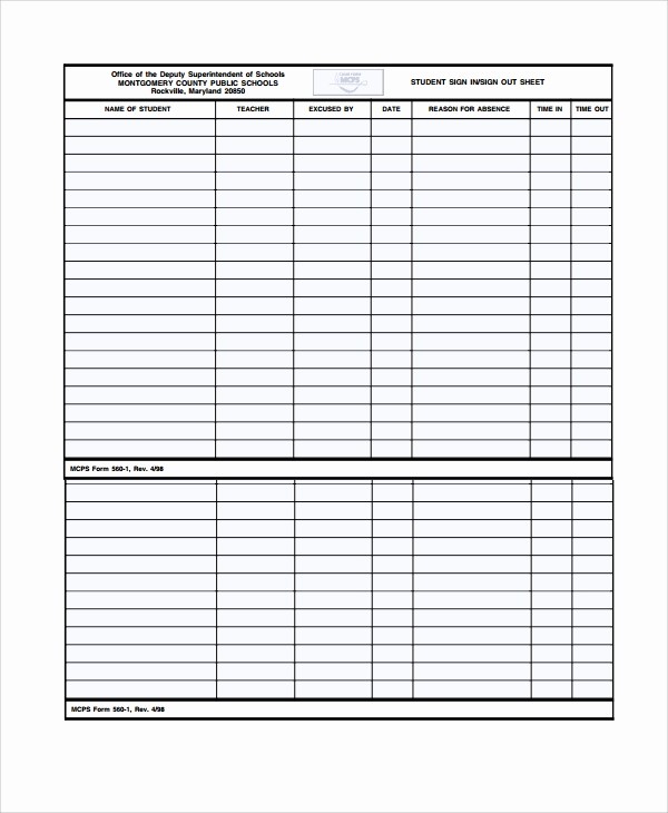 School Sign In Sheet Template Lovely 10 School Sign Out Sheet Templates