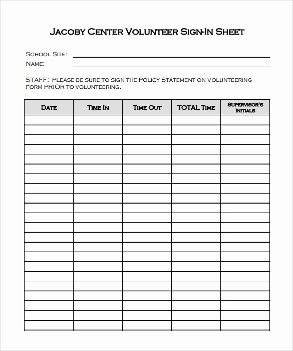 School Sign In Sheet Template New 12 Sample School Sign In Sheets