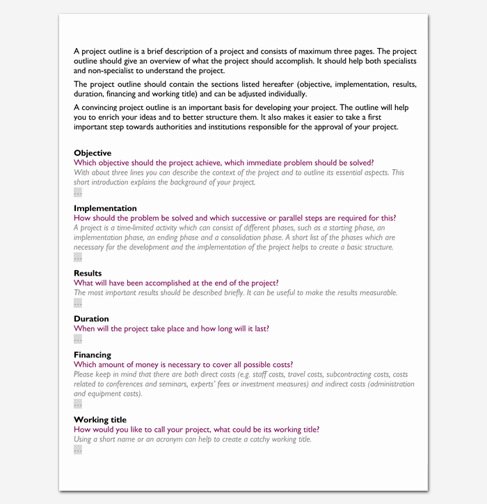 Science Fair Project Template Word Beautiful Project Outline Template 17 for Word Ppt Excel and