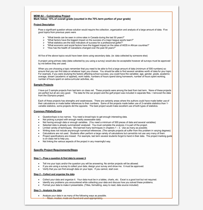 Science Fair Project Template Word Beautiful Project Outline Template 17 for Word Ppt Excel and