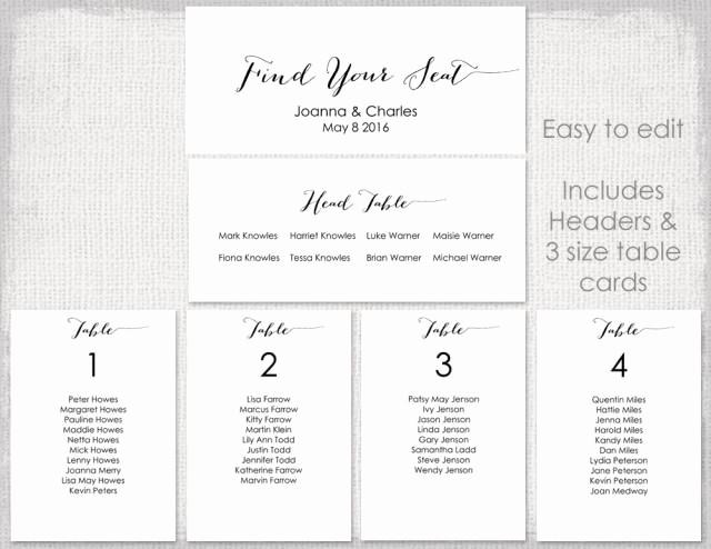 Seating Chart Wedding Template Free Awesome Wedding Seating Chart Template Black &quot;bombshell&quot; Diy